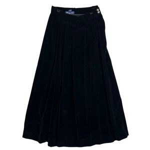 Vintage 60Ralph Lauren Black Velvet Pleated Maxi Skirt Size 8